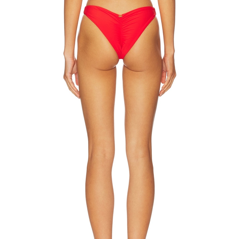 PQ Basic Ruched Bikini Bottom in Red